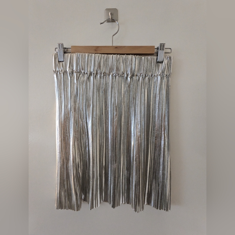 Isabel Marant Metallic Silver Pleated Fringe Skirt